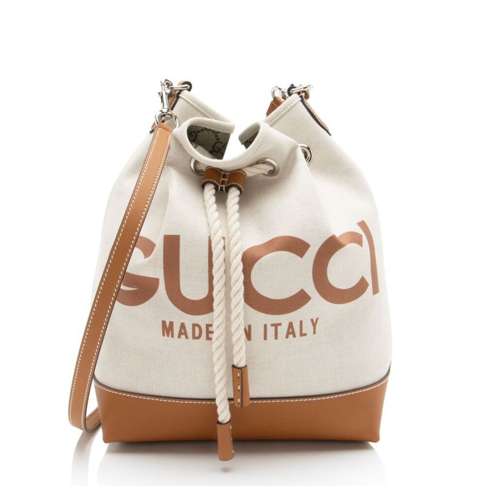 Gucci Canvas Logo Bucket Bag